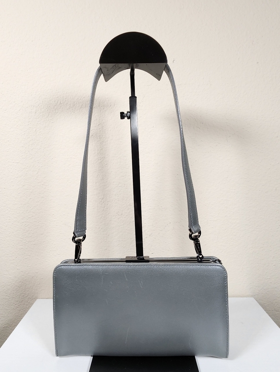 Coach Handbags - Vintage Coach Pearlized Clutch In Gray Nappa Leather